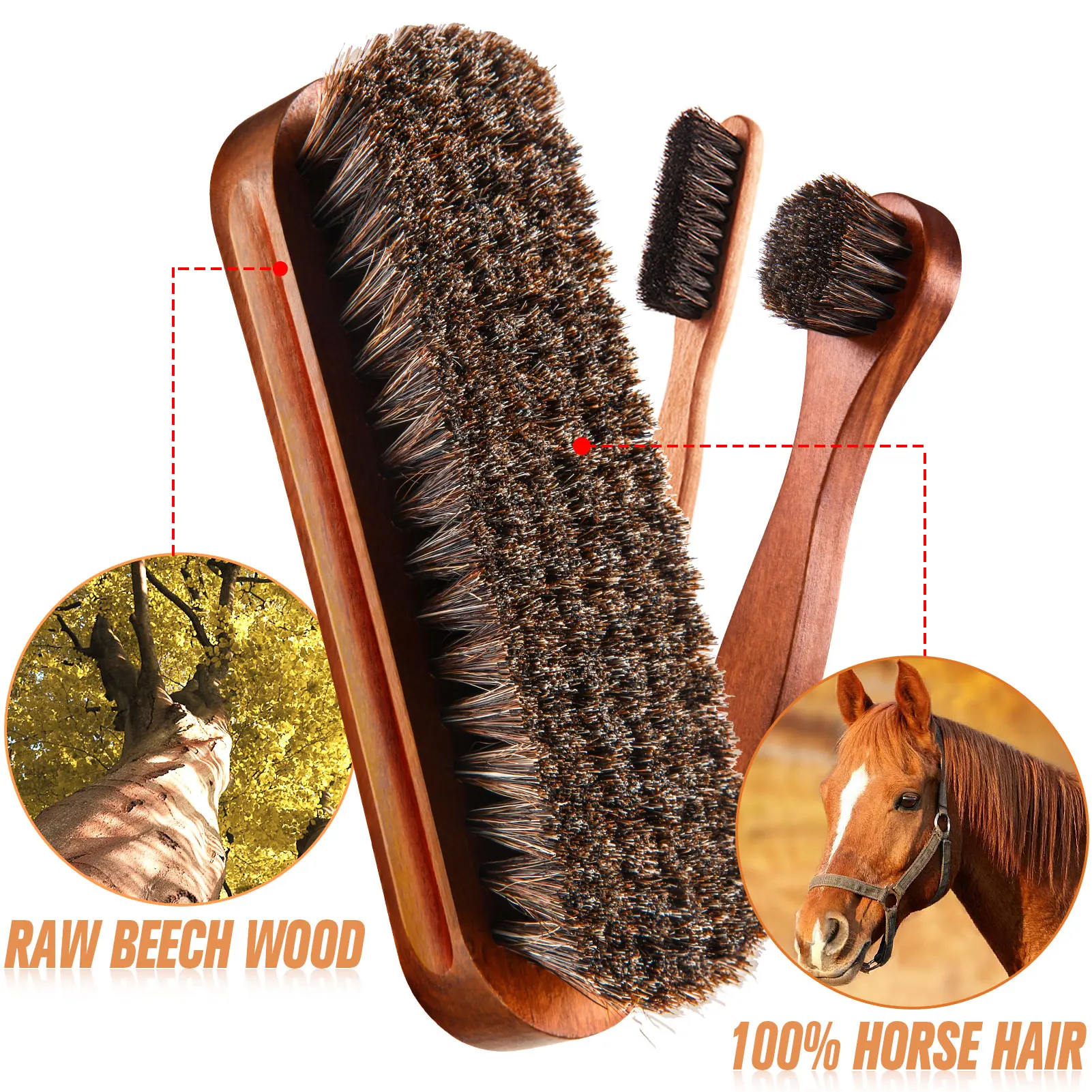 Horsehair Gloss Shoe Brush Kit - Brushing Boot Horse avaliação e preço