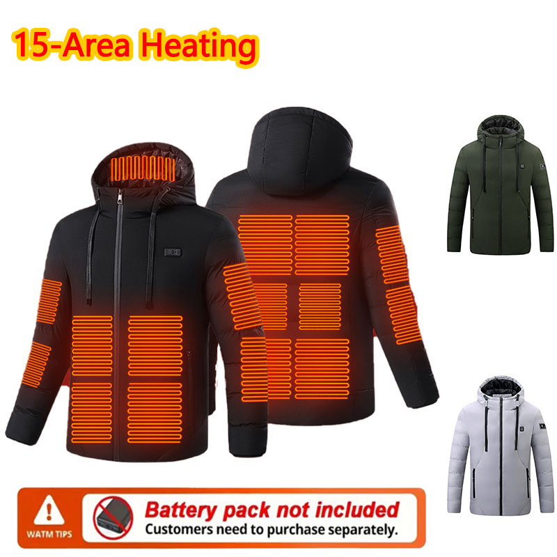 15 Area Heated Winter Hooded J - Outdoor Sport Coat avaliação e preço