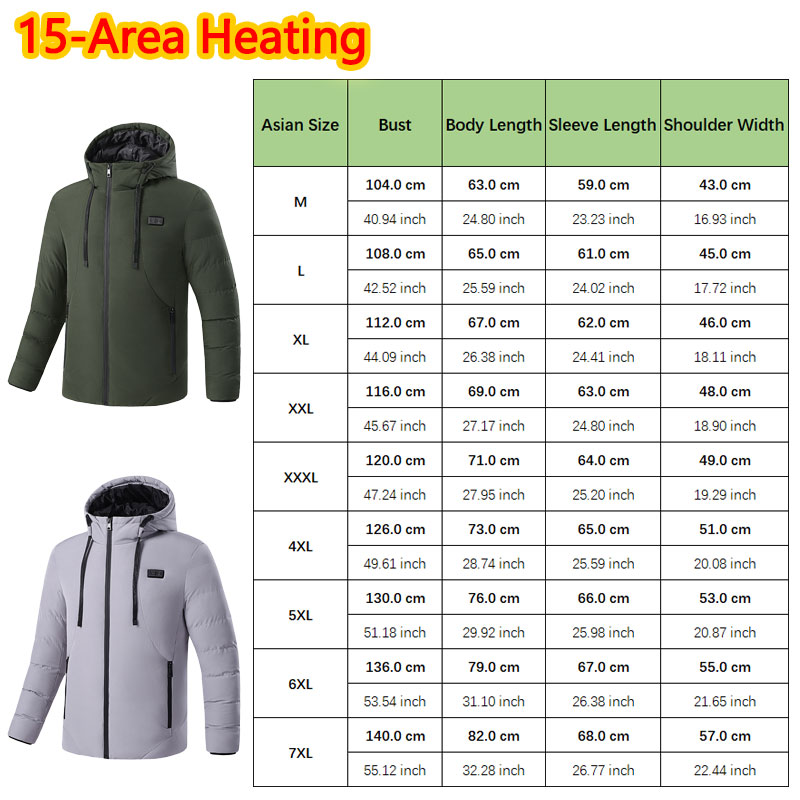 15 Area Heated Winter Hooded J - Outdoor Sport Coat avaliação e preço