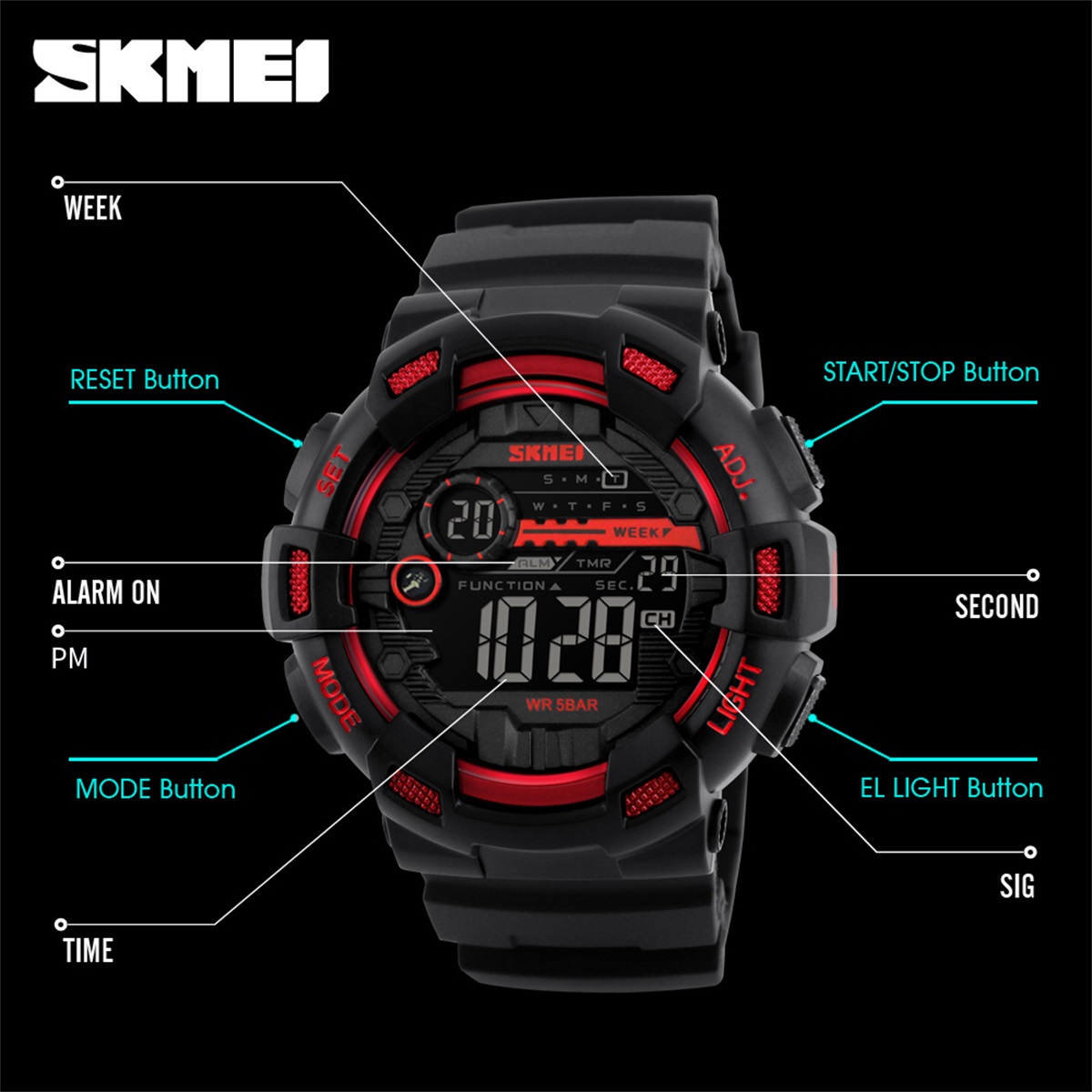 SKMEI Sports Electronic Wristw - Outdoor Sports List avaliação e preço