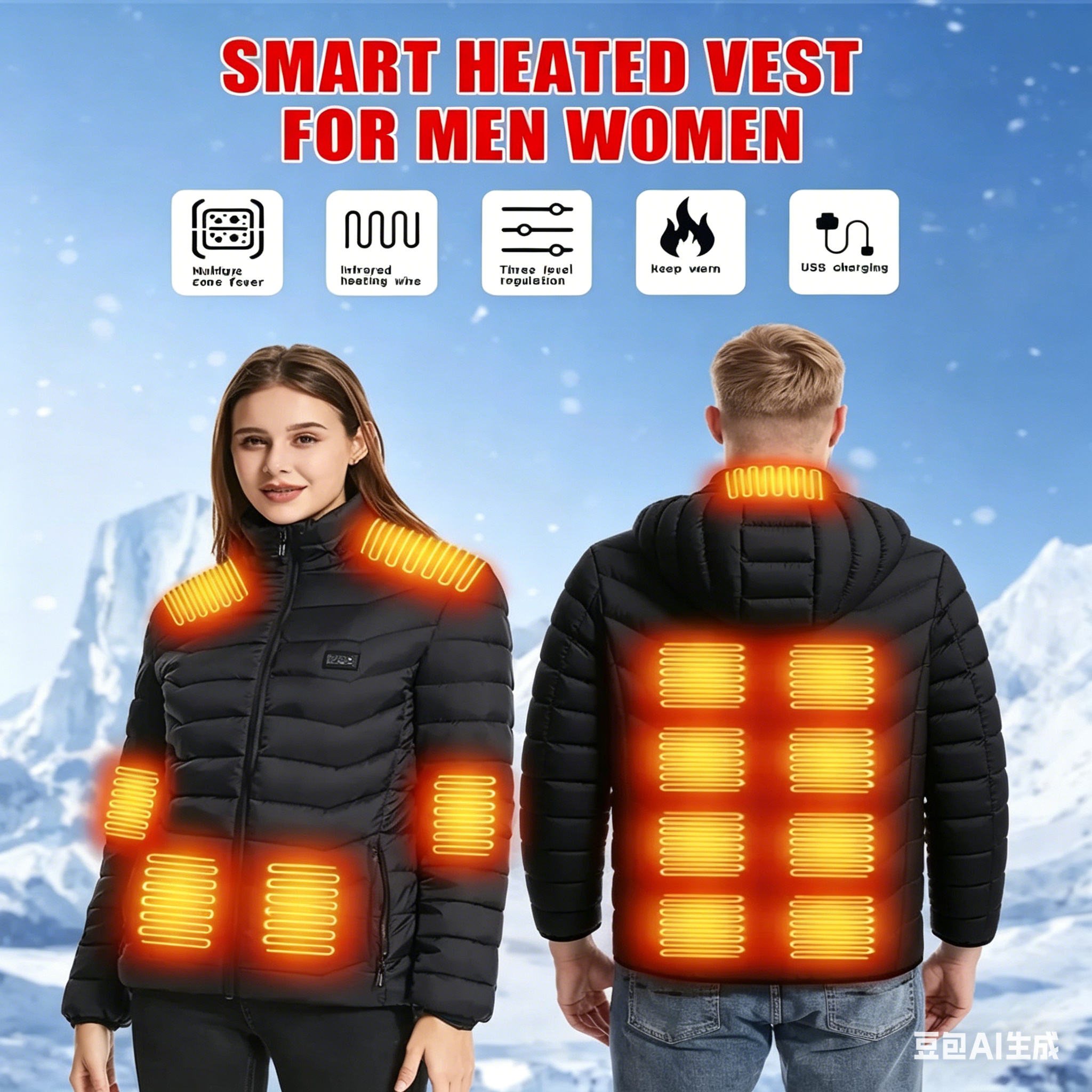 23 Areas Heating Jacket, Polye - Outdoor Sport Coat avaliação e preço