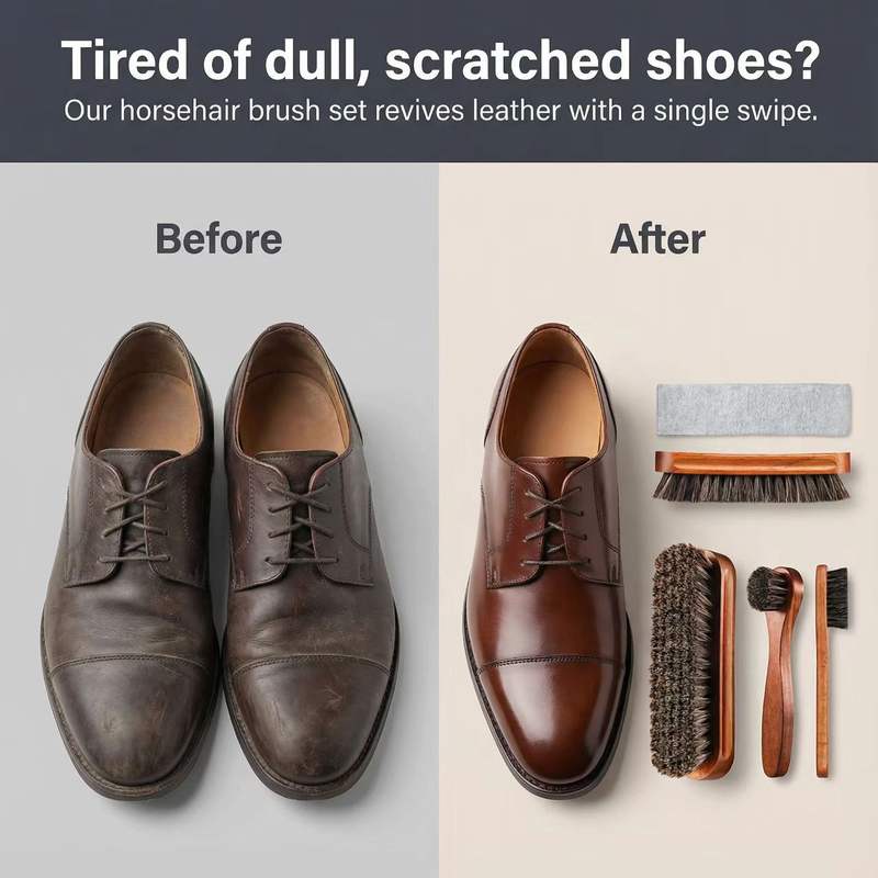 Horsehair Shoe Brush Set Leath - Brushing Boot Horse avaliação e preço